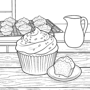 Süße Muffins mit Frosting Bastelmotiv für kleine Konditorinnen