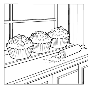 Leckere Schokoladenmuffins-Malvorlage für kreative Backbegeisterte