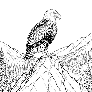 Erhabener Weißkopfseeadler auf Felsen Malvorlage für malfreudige Bergsteiger