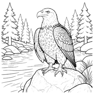 stolzer Weißkopfseeadler am Seeufer Bastelmotiv für kreative Naturbegeisterte