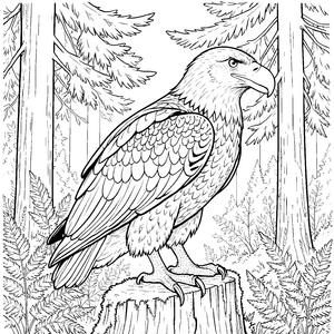Erhabener Weißkopfseeadler auf Baumstumpf Malbild für verträumte Waldschätze