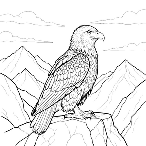 stolzer Steinadler auf Felsen Malvorlage für junge Bergbegeisterte