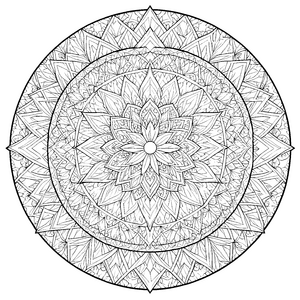 Präzises geometrisches Blumenmandala Ausmalvorlage für Kunstbegeisterte