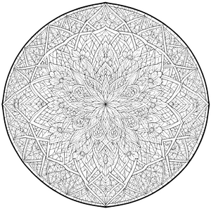 Filigranes Blumenmandala mit Blättern Bastelvorlage für malfreudige Blumenkinder