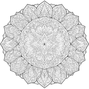 Detailreiches Blumenmandala mit Symmetriemustern Ausmalvorlage für fröhliche Kunstbegeisterte