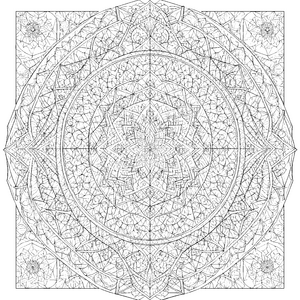 Aufwendiges Sternmandala mit floralen Ranken Ausmalvorlage für verträumte Symmetriebegeisterte