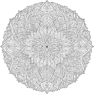 Detailreiches Blumenmandala mit feinen Ornamenten Malvorlage für neugierige Musterzeichner