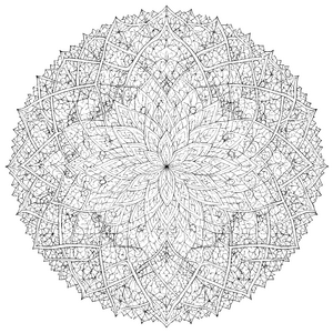 Komplexes Blumenmandala mit feinen Ornamenten Ausmalvorlage für verträumte Symmetrieliebhaber