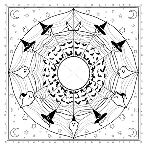 Geheimnisvolles Geister-Mandala mit Fledermäusen Bastelmotiv für junge Nachtschwärmer