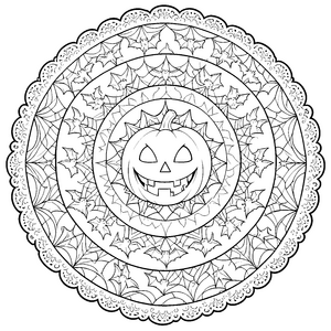 Verschnörkeltes Kürbis-Mandala mit Efeublättern Bastelmotiv für fröhliche Pflanzenfreunde