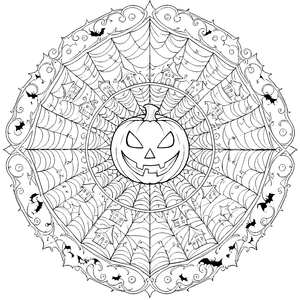 Mystisches Kürbis-Mandala mit Fledermäusen Bastelvorlage für neugierige Nachtgeister