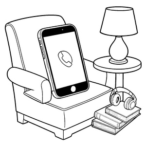 Technisches Smartphone auf dem Sessel Ausmalbild für mutige Technikfans