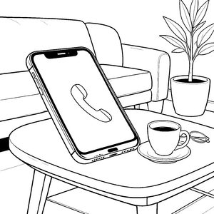 Modernes Smartphone auf dem Couchtisch Bastelvorlage für Wohnzimmerfreunde
