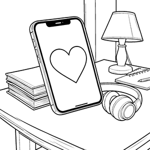 Liebes Smartphone mit Herz Ausmalbild für malfreudige Schreibfreunde