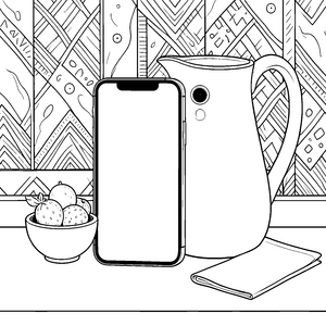 Stilvolles Smartphone mit Karaffe Bastelvorlage für junge Fruchtfreunde