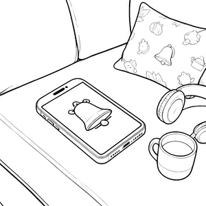 Gemütliches Smartphone mit Kopfhörer Ausmalbild für Entspannungsfreunde