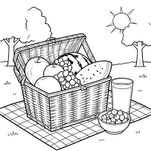 Sonniges Picknick mit Wassermelone Bastelmotiv für malfreudige Obstliebhaber