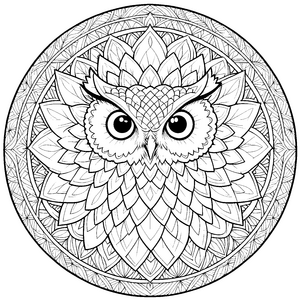 Mystische Eule im Blumen-Mandala Bastelmotiv für junge Waldwächter