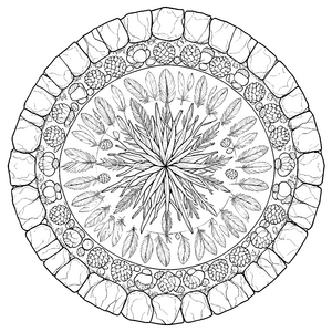 Harmonisches Gräser und Stein-Mandala-Malbild für verträumte Naturkinder