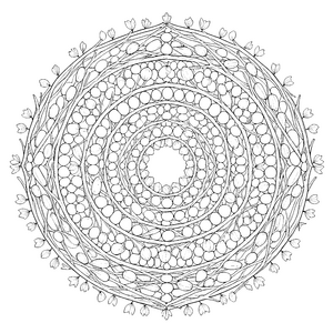 Filigranes Glockenblumen und Beeren-Mandala Bastelmotiv für Blumenkinder
