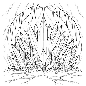 Spektakuläre Kristalle in der Höhle Bastelmotiv für kreative Höhlenforscher