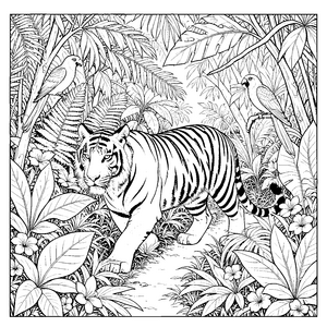 Prachtvoller Tiger im Dschungel Malbild für mutige Wildnisforscher