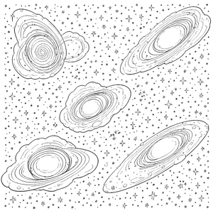 Leuchtende Spiralkonstellationen mit Sternen Bastelmotiv für malfreudige Sternenbeobachter