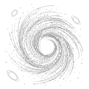 Funkelnde Spiralgalaxie mit Planeten Bastelvorlage für mutige Weltraumfahrer