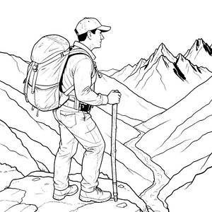 Spektakuläre Bergwanderung mit Rucksack Malbild für Gipfelstürmer