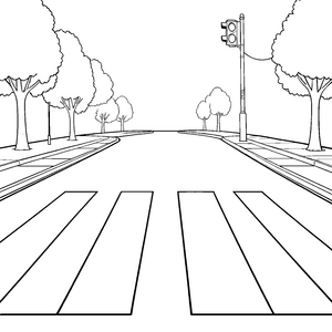 weite Zebrastreifen mit Ampel Bastelmotiv für kreative Stadtkinder