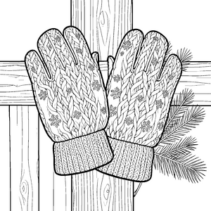 Rustikale Strickhandschuhe mit Schneeflocken Malvorlage für Winterliebhaber