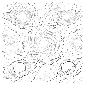 Mystische Spiralgalaxien mit Ringen Bastelmotiv für kreative Weltraumreisende
