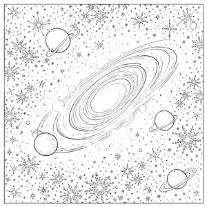 Spektakuläre Galaxie mit Planeten Bastelmotiv für kreative Himmelsbeobachter