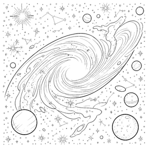 Glitzernde Spiralgalaxie mit Sternbildern Bastelmotiv für malfreudige Weltraumfahrer