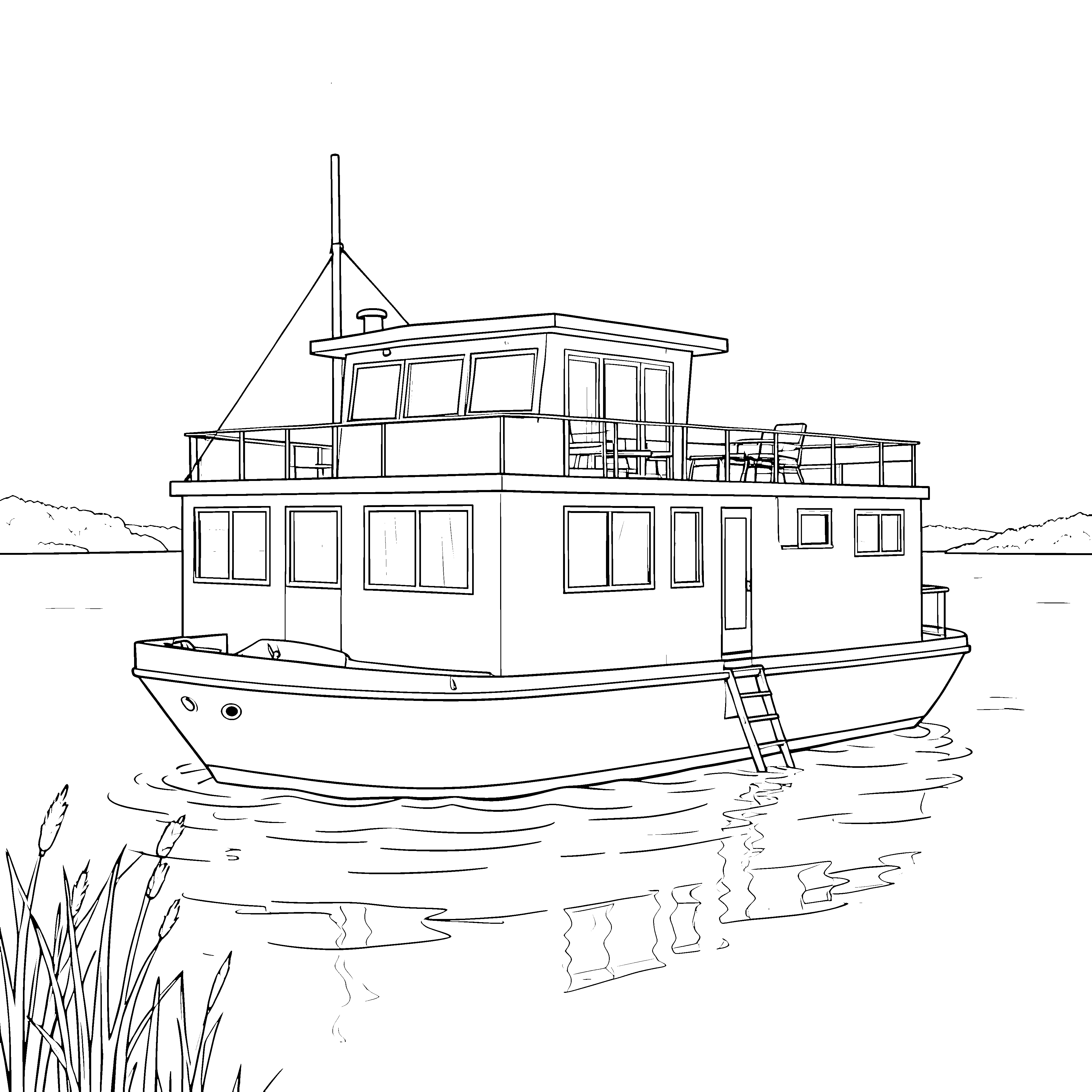 St Eagles Hausboot mit Reling Bastelvorlage für kleine Wasserforscher