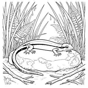 Majestätischer Feuersalamander auf Stein Bastelvorlage für neugierige Waldfreunde