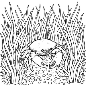 Stolze Krabbe im Seegras Malbild für verträumte Meeresbewohner