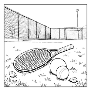Sportlicher Tennisschläger auf Grasfläche Bastelvorlage für kreative Sportbegeisterte