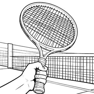 Präziser Tennisschläger am Netz Ausmalvorlage für Courtsportler