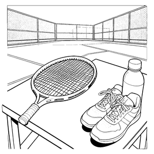 Aktiver Tennisschläger mit Sportschuhen Bastelvorlage für fröhliche Platzbegeisterte