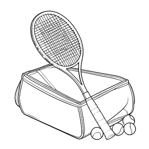 Sportlicher Tennisschläger in Tasche Malvorlage für mutige Ballbegeisterte