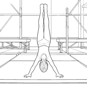 Kraftvoller Handstand auf der Matte Bastelvorlage für neugierige Turnbegeisterte