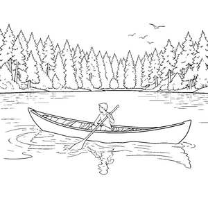 Ruhiges Kanufahren am See Bastelmotiv für verträumte Wasserfreunde