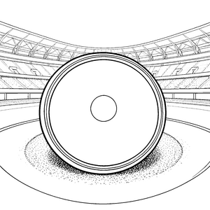 Imposanter Diskus in der Sandgrube Malvorlage für neugierige Stadionbesucher