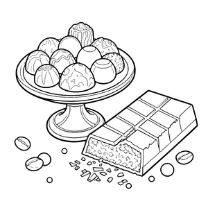 Exzellente Schokoladenpralinen mit Tafel-Bastelvorlage für fröhliche Kaffeeliebhaber