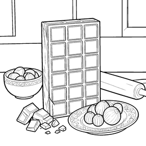 Leckere Schokoladentafel mit Früchten Bastelmotiv für kleine Naschkatzen