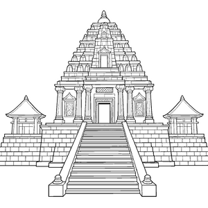 Monumentaler Tempel mit Treppe Bastelvorlage für kreative Bauweltfreunde