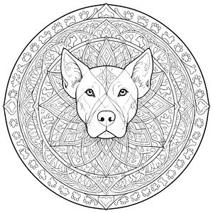 Symmetrisches Hundekopf-Mandala mit Knochen-Bastelmotiv für kreative Pfotentauscher