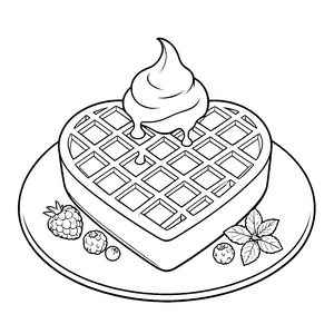 Cremige Waffel mit Beeren und Sahne Bastelvorlage für fröhliche Naschfreunde