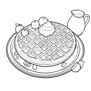 Fröhliche Waffel mit Äpfeln Ausmalvorlage für mutige Obstliebhaber